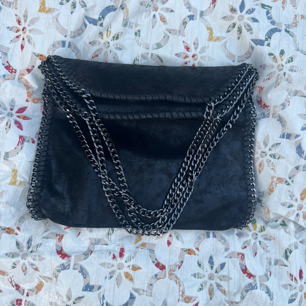 Gunmetal metallic chain link handle handbag/tote - Picture 10 of 16